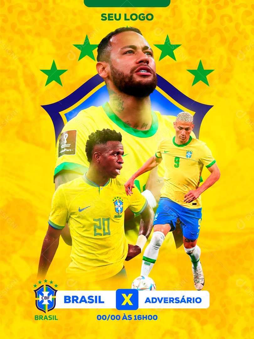 Mostra Tua Força Brasil Rumo ao Hexa Social Media PSD Editável