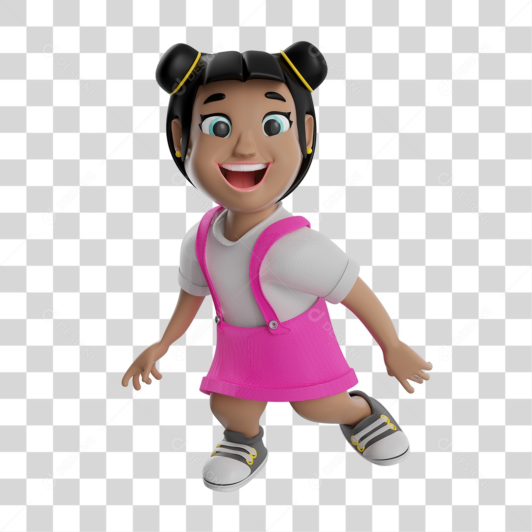 Ilustração 3D Criança Menina Feliz PNG Transparente Sem Fundo