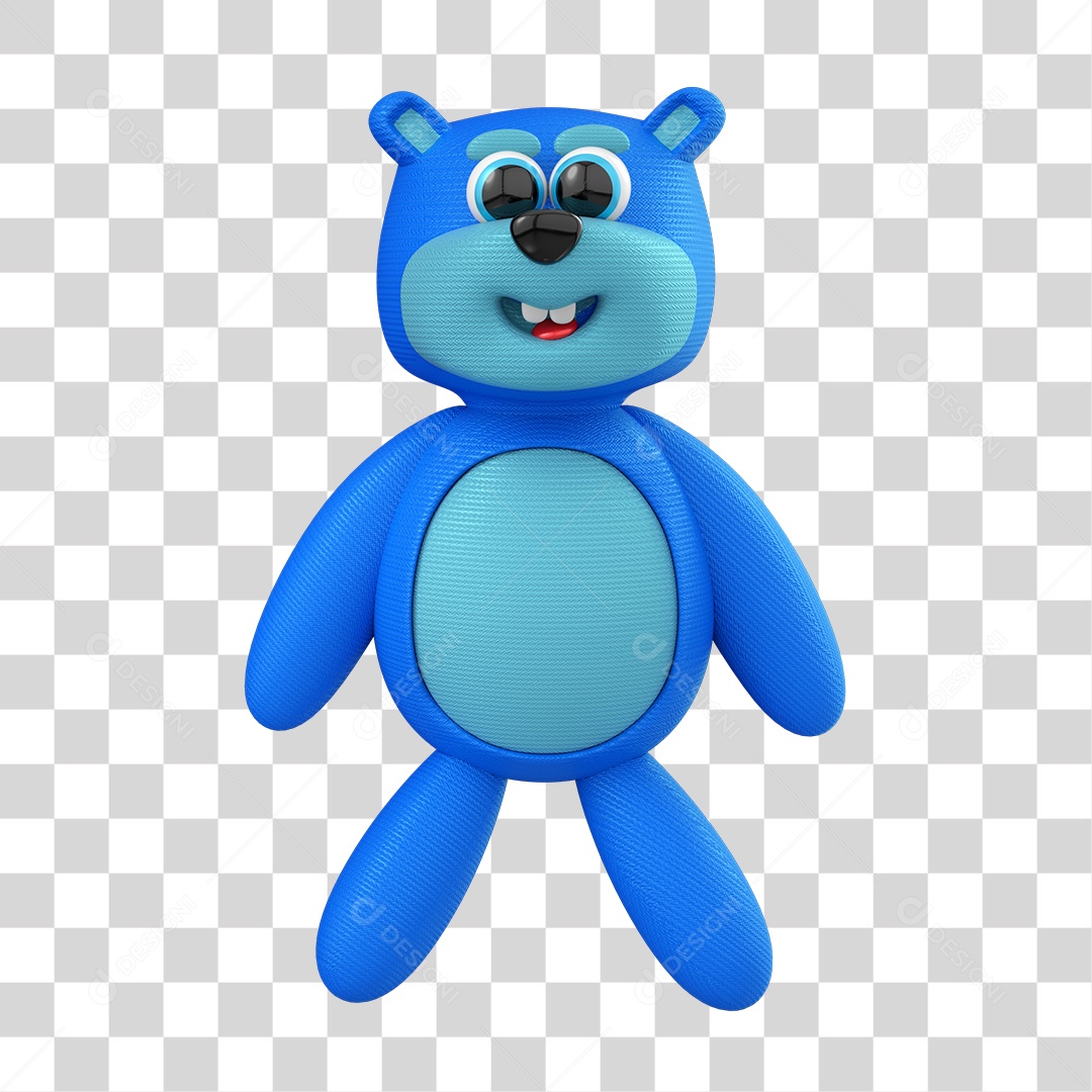 Elemento Infantil Urso Azul 3D Para Composição PNG Transparente Sem Fundo