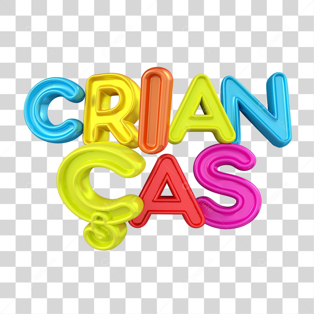 Texto 3D Crianças Para Composição PNG Transparente Sem Fundo