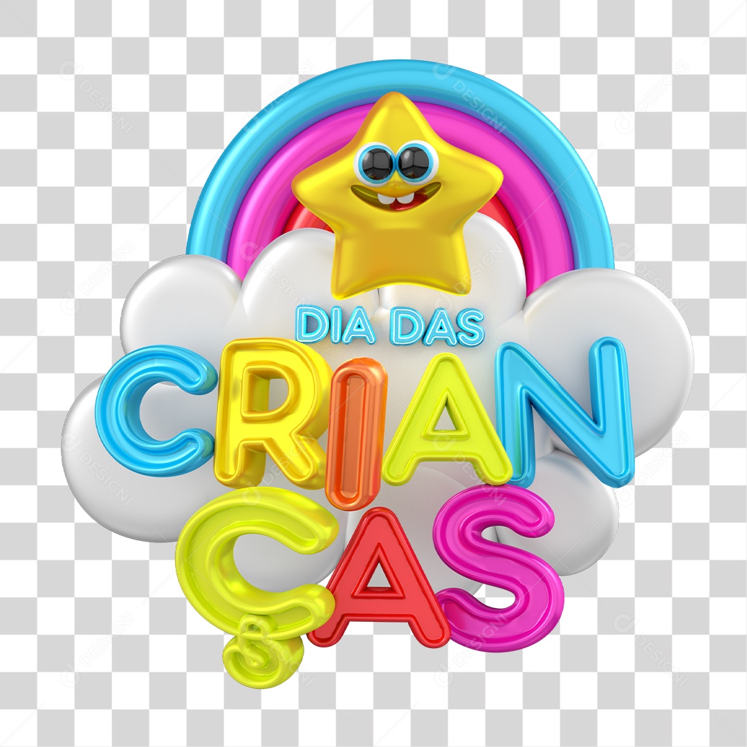 Selo 3D Dia das Crianças Para Composição PNG Transparente Sem Fundo