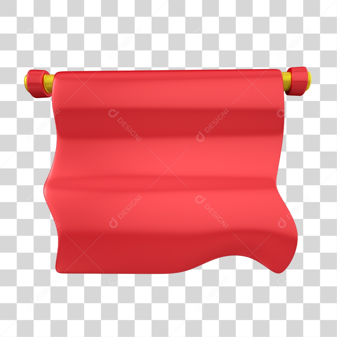 Elemento Infantil Pergaminho Vermelho 3D Para Composição PNG Transparente Sem Fundo