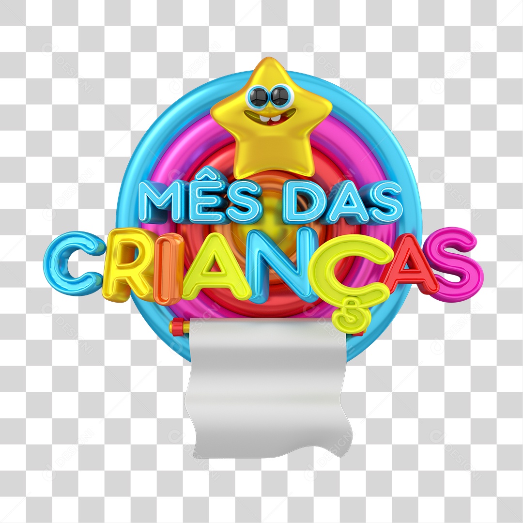 Selo 3D Mês Crianças Para Composição PNG Transparente Sem Fundo