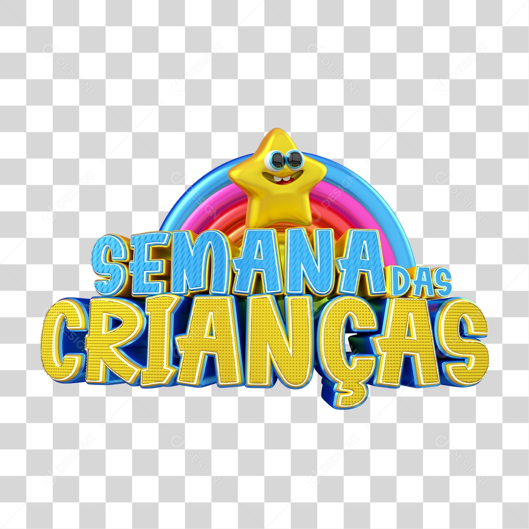 Selo 3D Semana das Crianças Para Composição PNG Transparente Sem Fundo