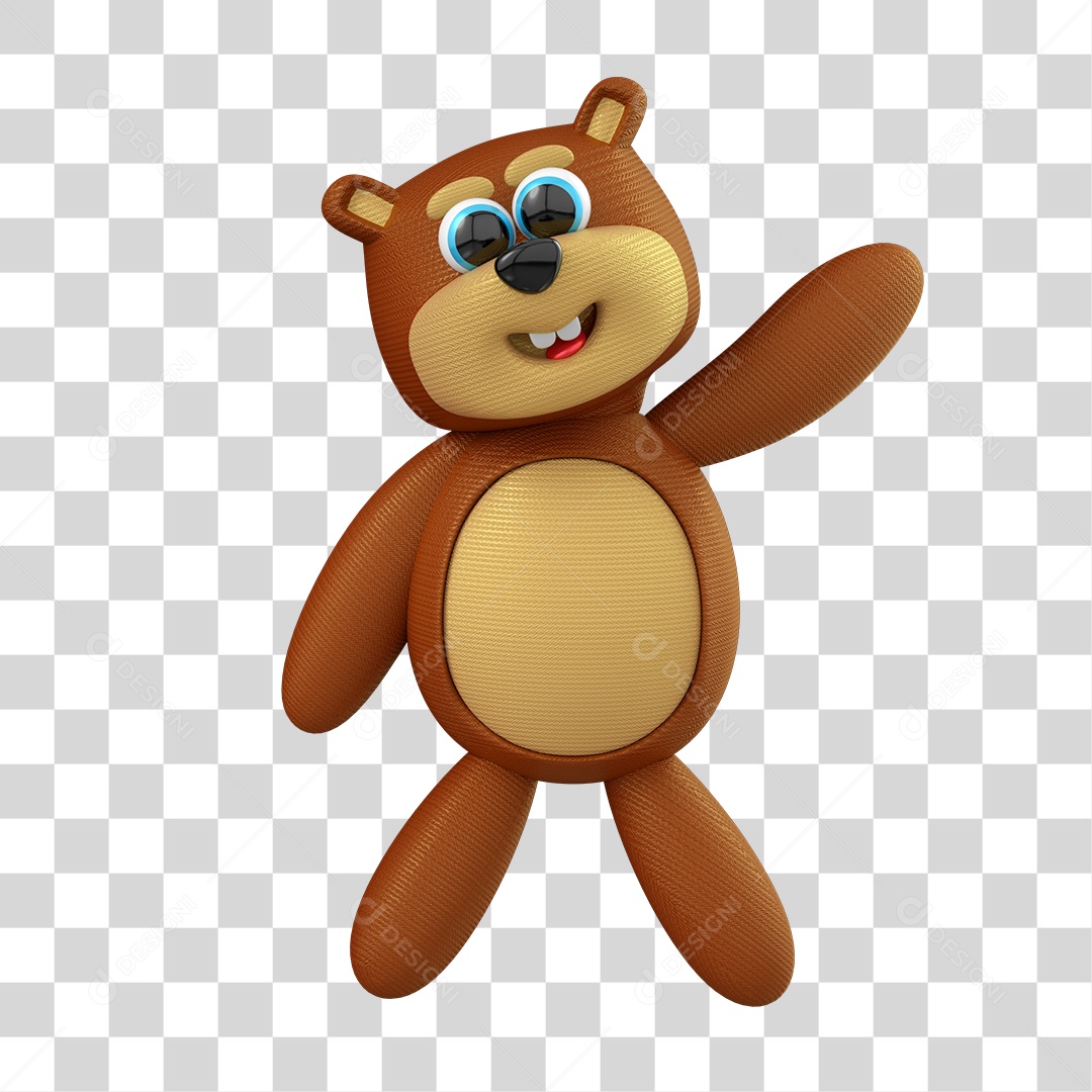 Elemento Infantil Urso Marrom 3D Para Composição PNG Transparente Sem Fundo