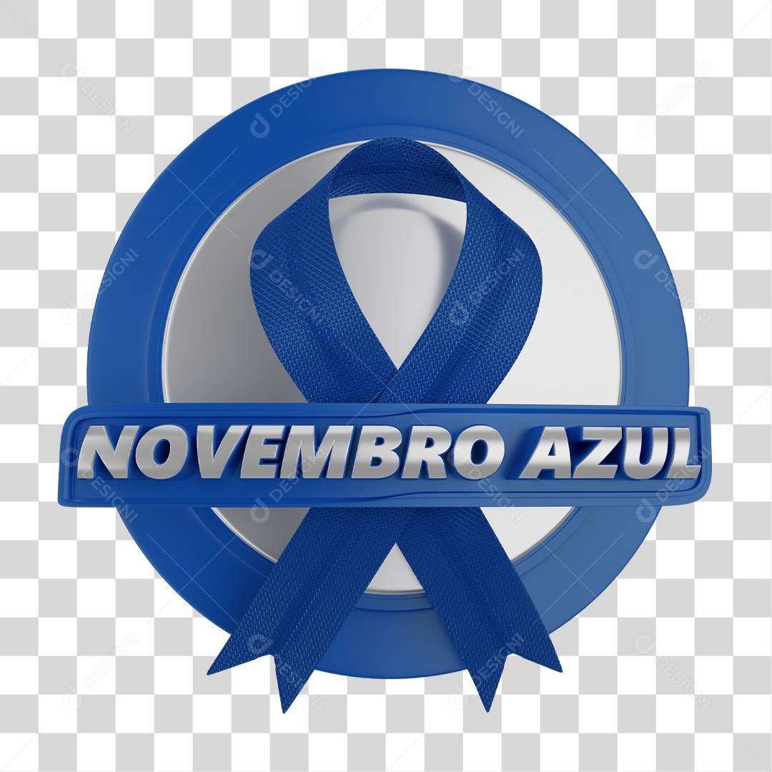 Selo 3D Novembro Azul PNG Transparente Sem Fundo