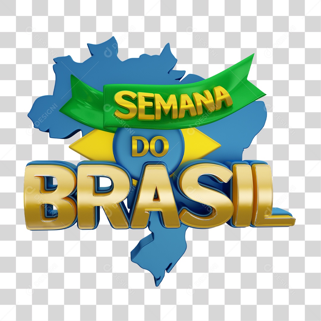 Selo 3D Semana do Brasil Para Composição PNG Transparente Sem Fundo