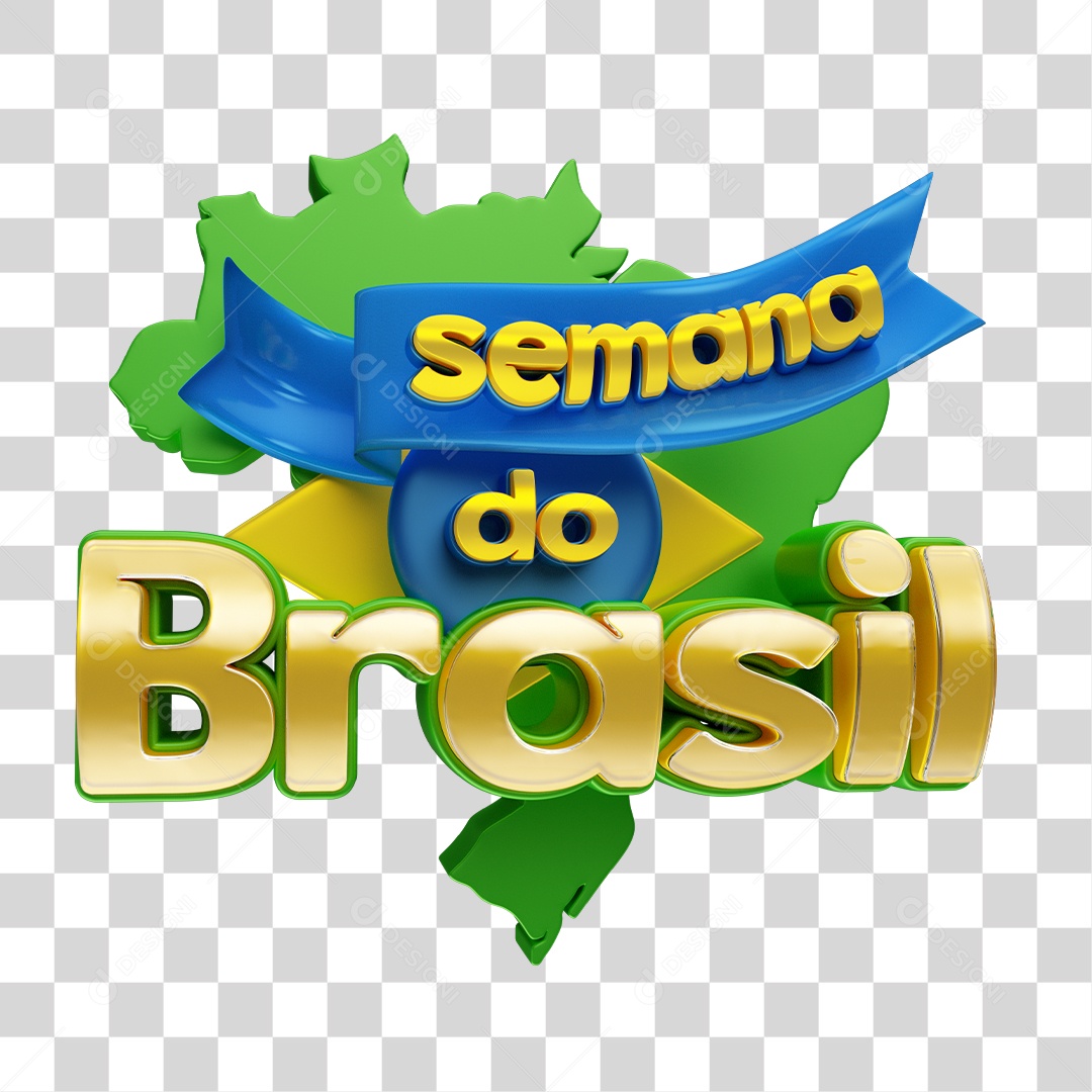 Selo 3D Semana do Brasil Para Composição PNG Transparente Sem Fundo