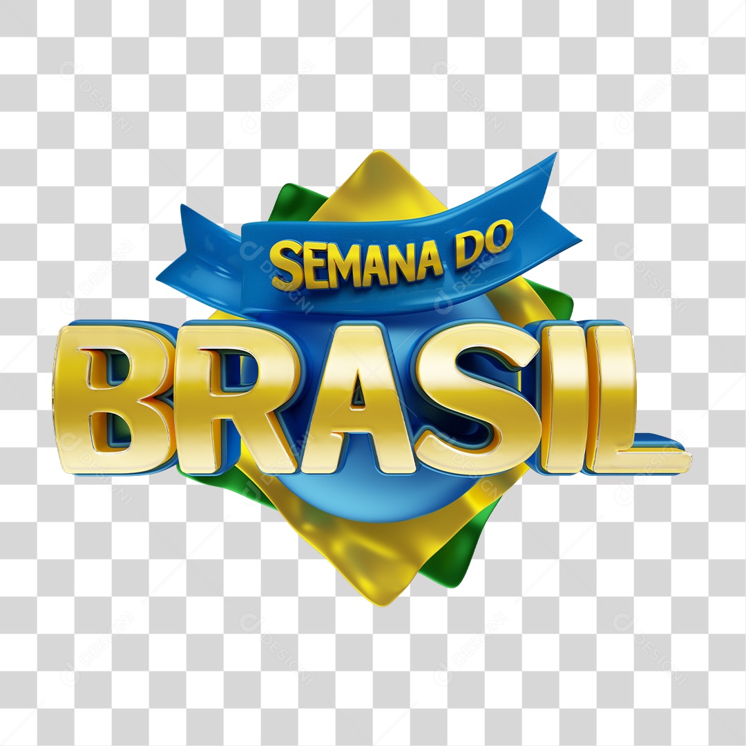 Selo 3D Semana do Brasil Para Composição PNG Transparente Sem Fundo