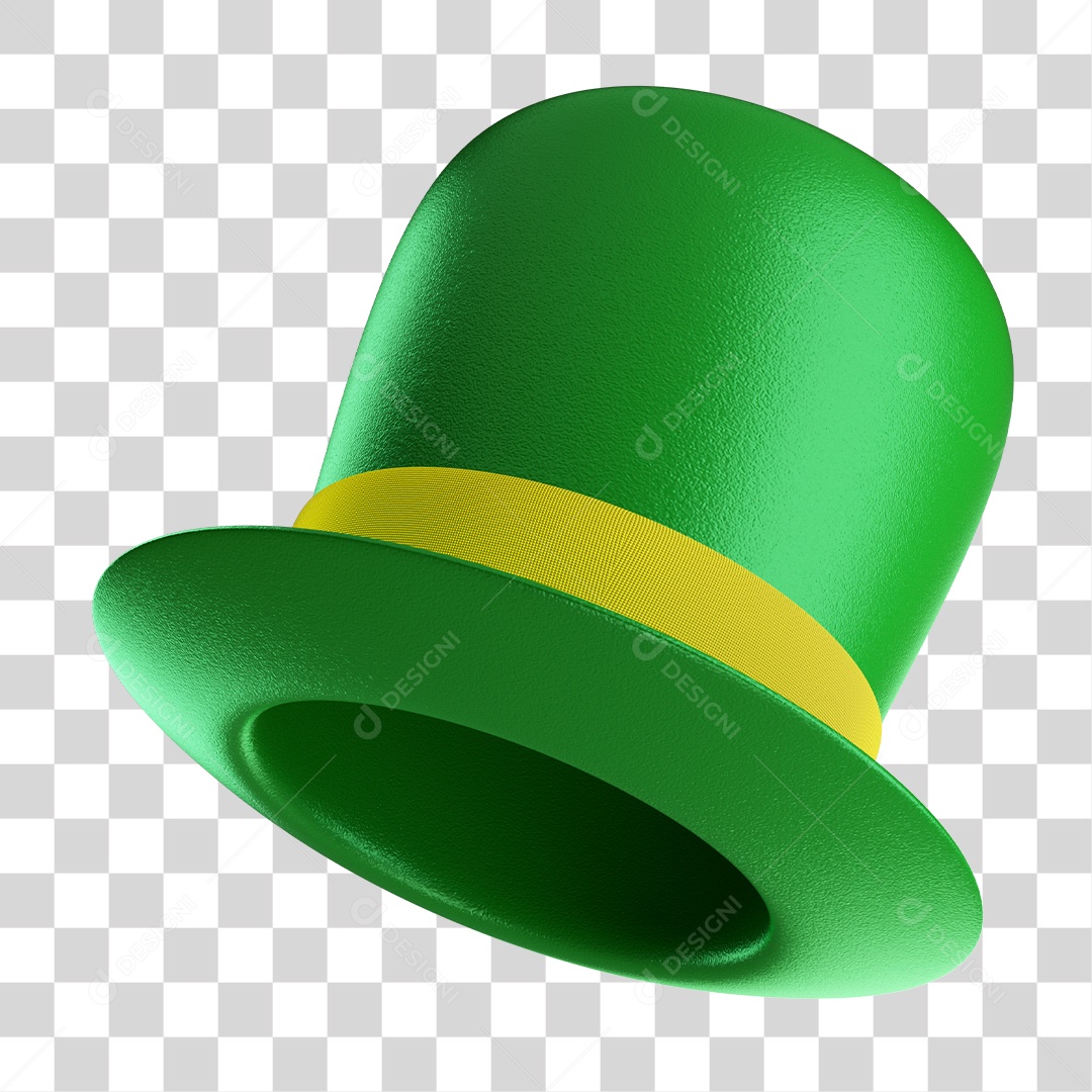 Elementos 3D Chapéu Verde Amarelo  Brasil Para Composição PNG Transparente Sem Fundo
