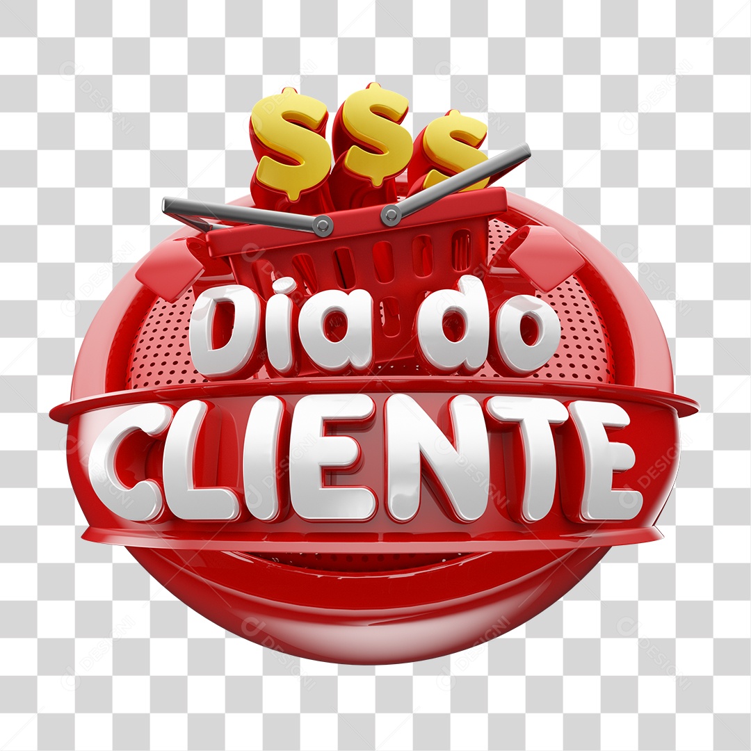 Selo 3D Dia do Cliente Para Composição PNG Transparente Sem Fundo