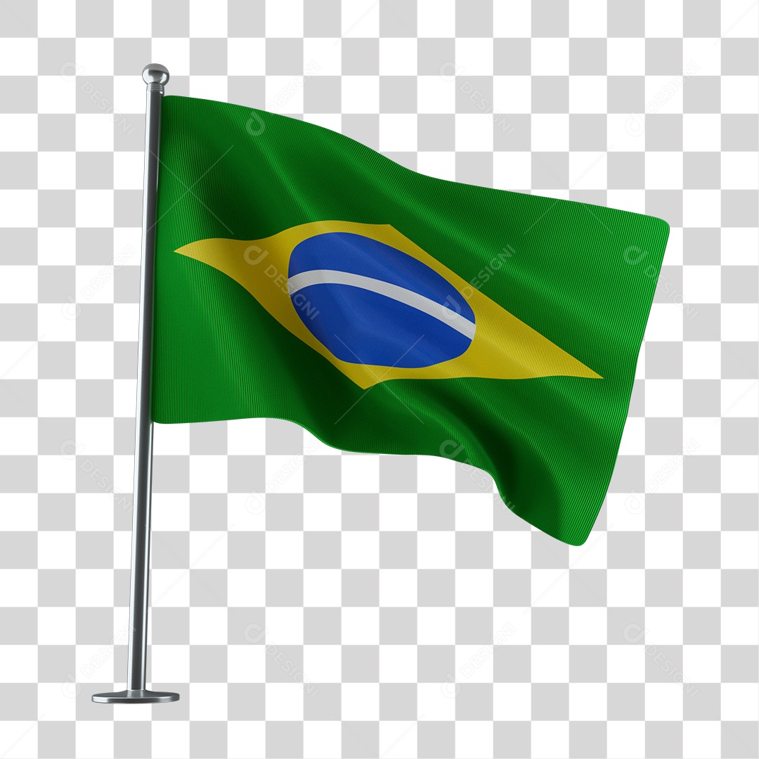 Elementos 3D Bandeira do Brasil Para Composição PNG Transparente Sem Fundo