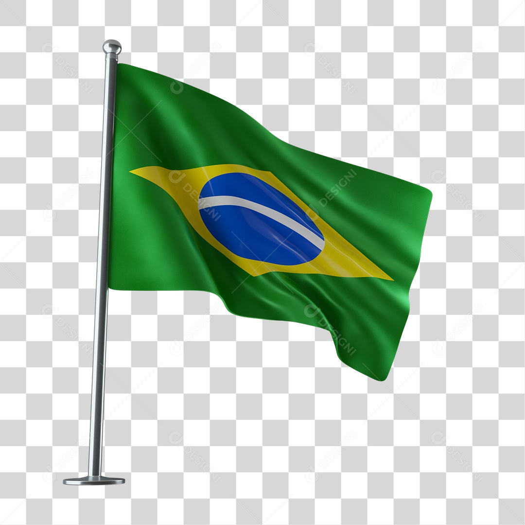 3D Brazilian Flag Elements For Composition PNG Transparent No Background
