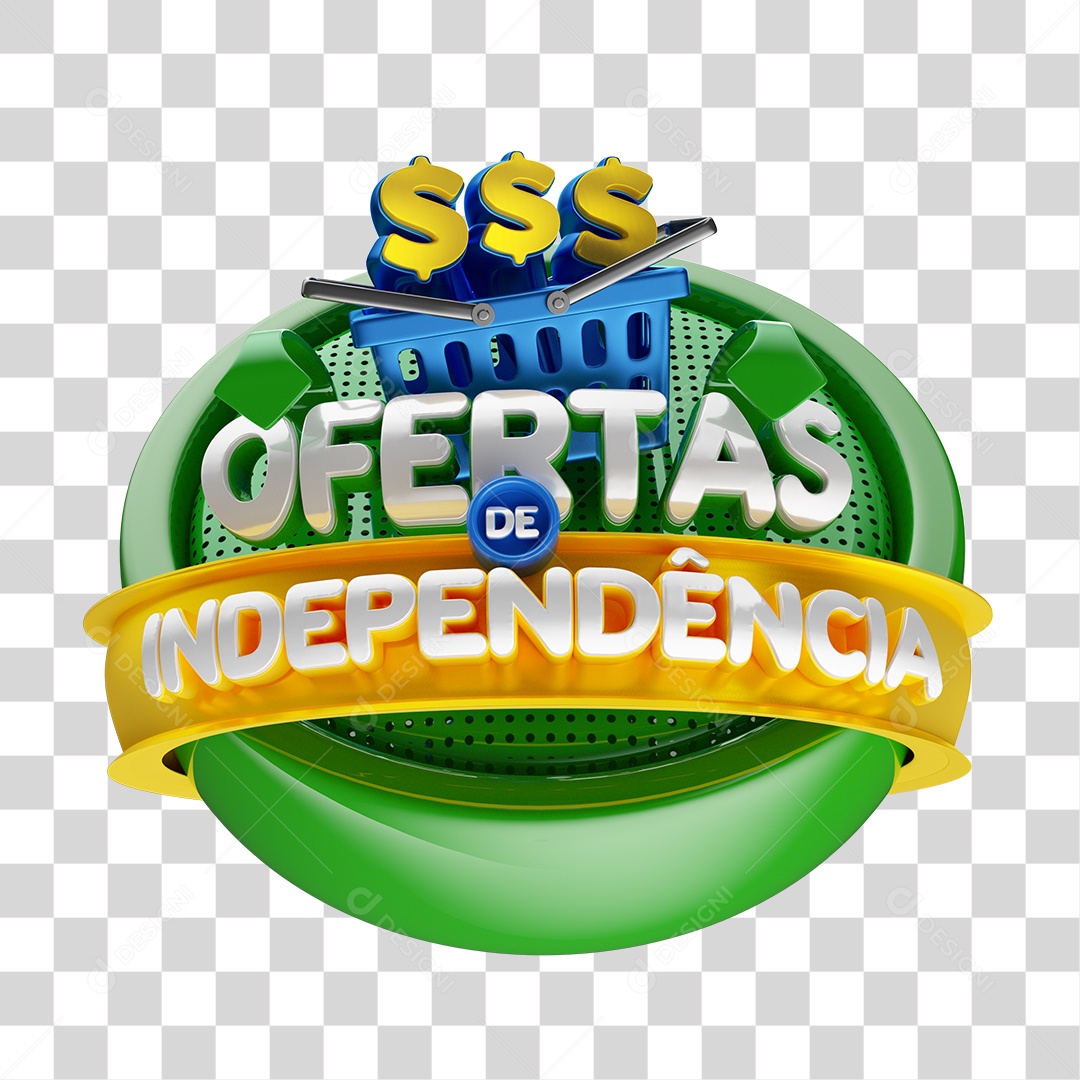 Selo 3D Oferta de Independência Para Composição PNG Transparente Sem Fundo