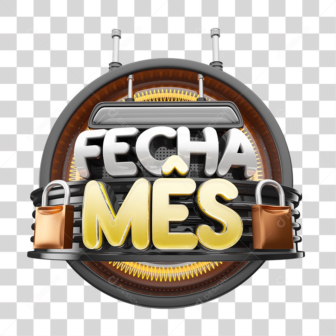 Selo 3D Fecha Mês Para Composição PNG Transparente Sem Fundo