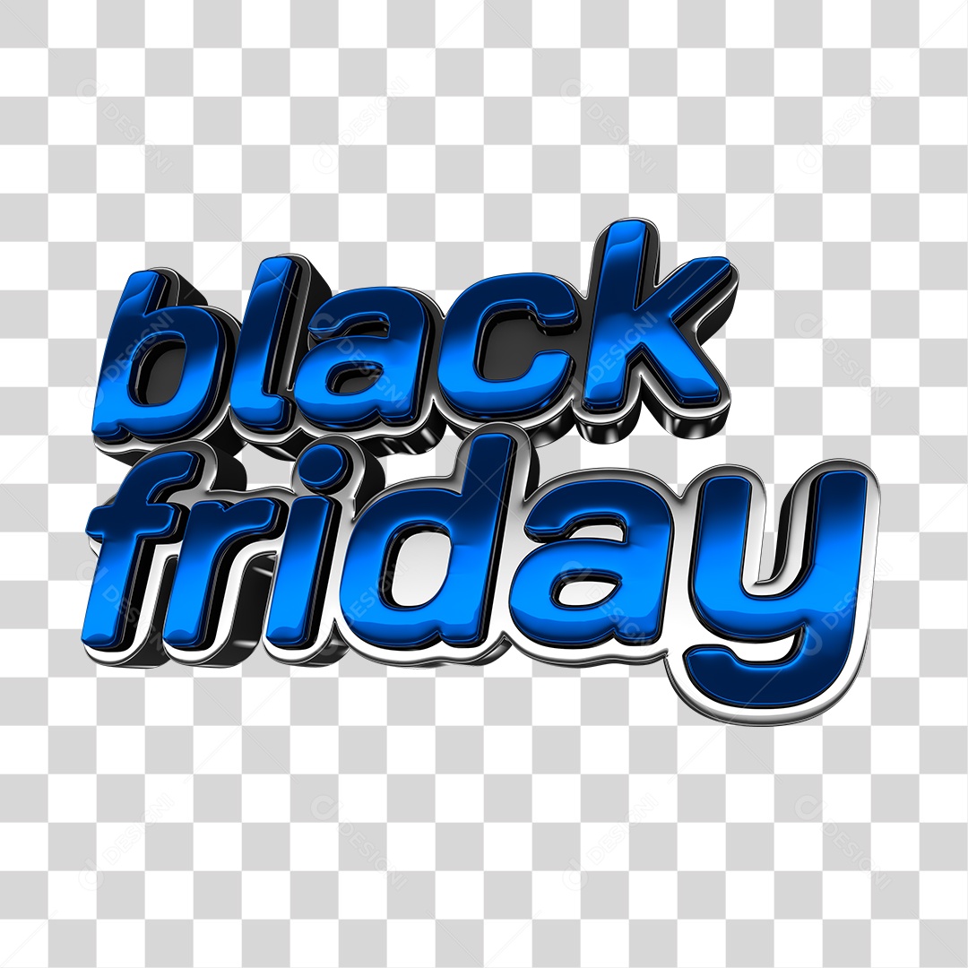 Texto 3D Black Friday Azul Para Composição PNG Transparente