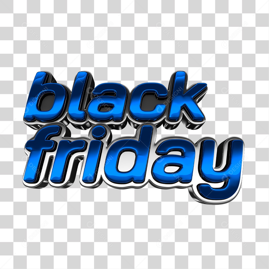 Texto 3D Black Friday Azul Para Composição PNG Transparente