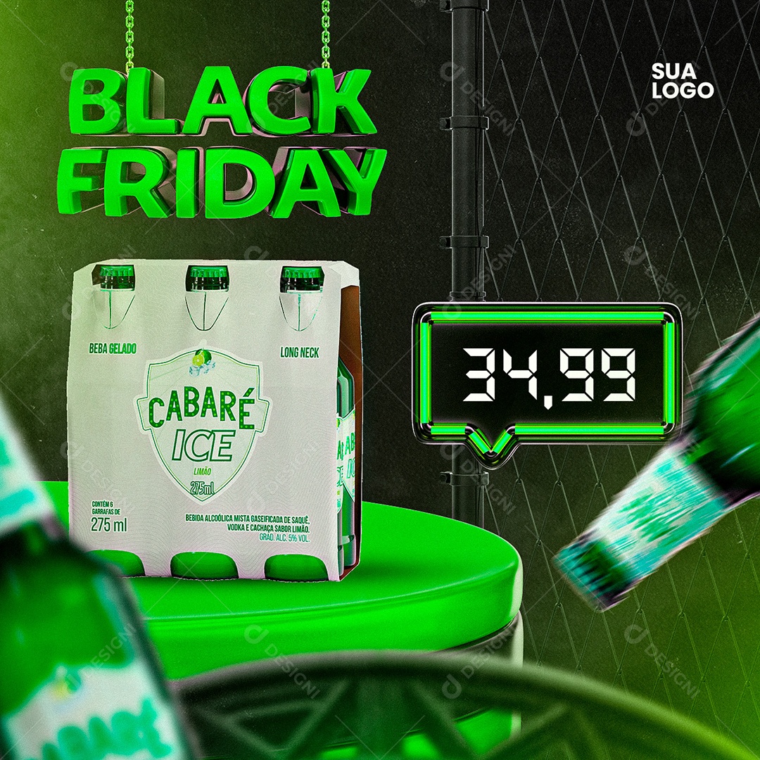 Social Media Black Friday Distribuidora de Bebidas Cerveja Cabaré PSD Editável