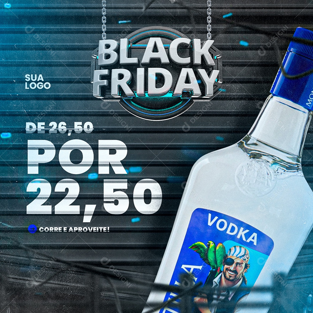 Social Media Black Friday Distribuidora de Bebidas Vodka PSD Editável
