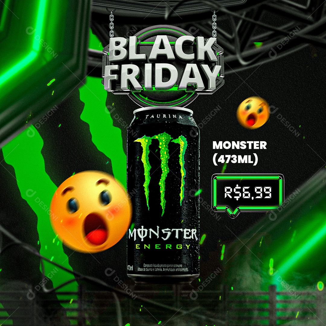 Social Media Black Friday Distribuidora de Bebidas Monster Energético PSD Editável