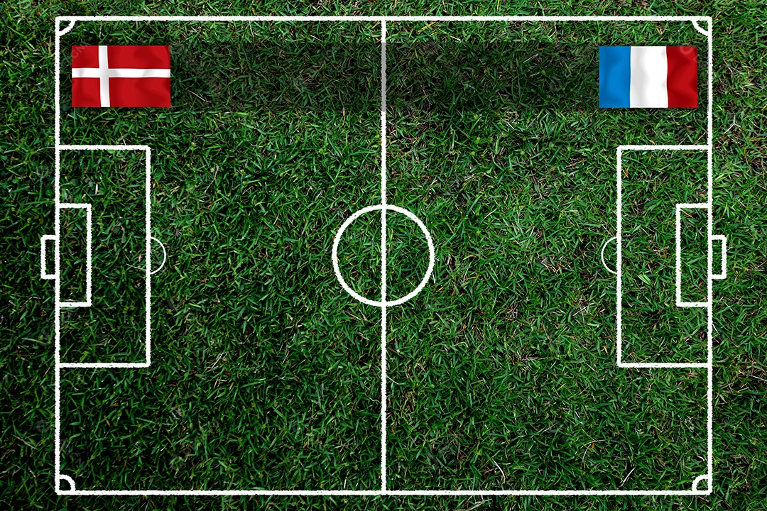 Competição da Copa de Futebol entre a Dinamarca nacional e a França nacional.