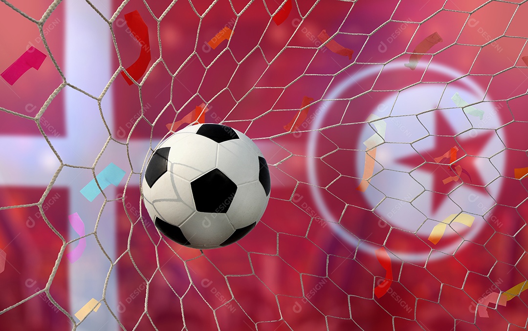Competição da Copa de Futebol entre a Dinamarca nacional e a Tunísia nacional.