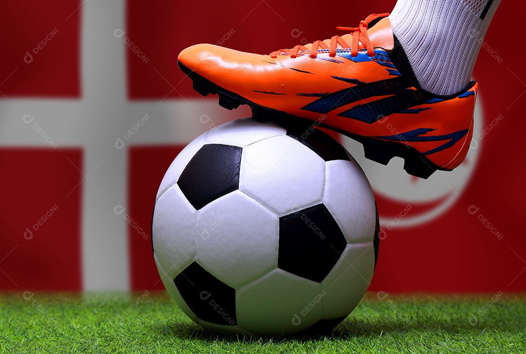 Competição da Copa de Futebol entre a Dinamarca nacional e a Tunísia nacional.