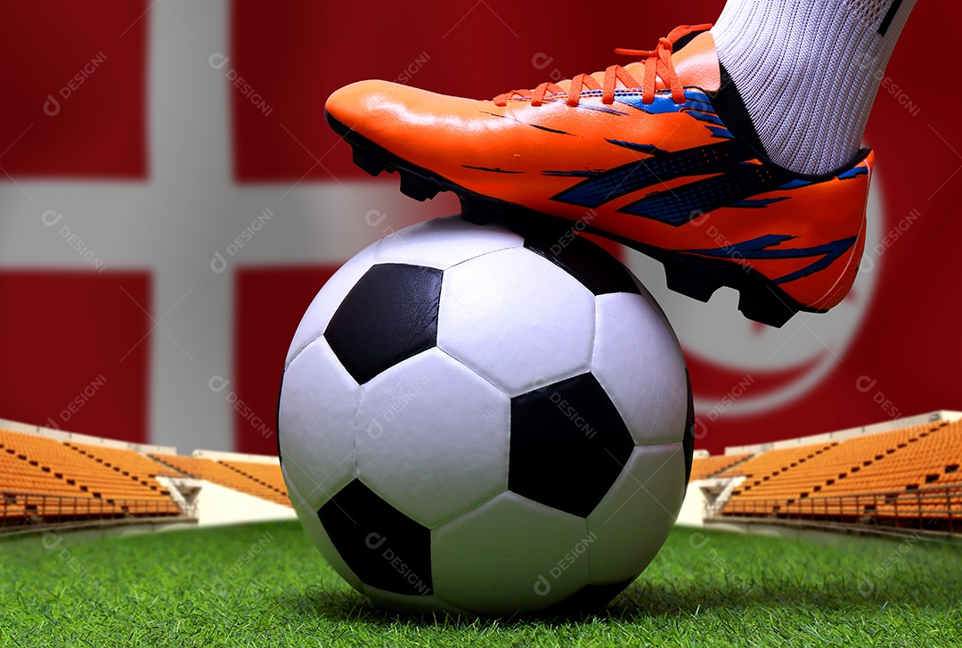 Competição da Copa de Futebol entre a Dinamarca nacional e a Tunísia nacional.
