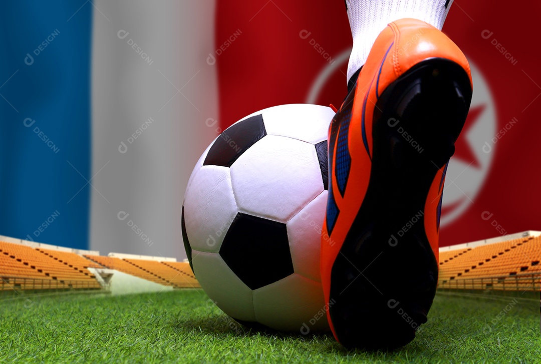 Competição da Copa de Futebol entre a França nacional e a Tunísia nacional.