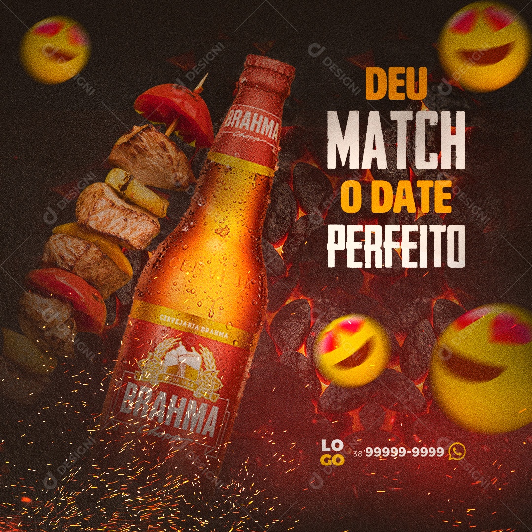 Combinação Perfeita Churrasco e Cerveja! Churrascaria Social Media PSD Editável