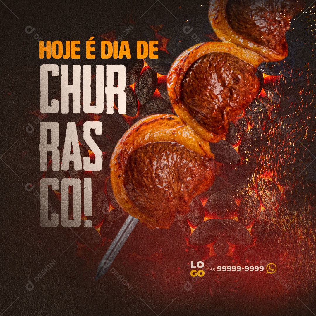 Hoje é Dia de Churrasco Churrascaria Social Media PSD Editável