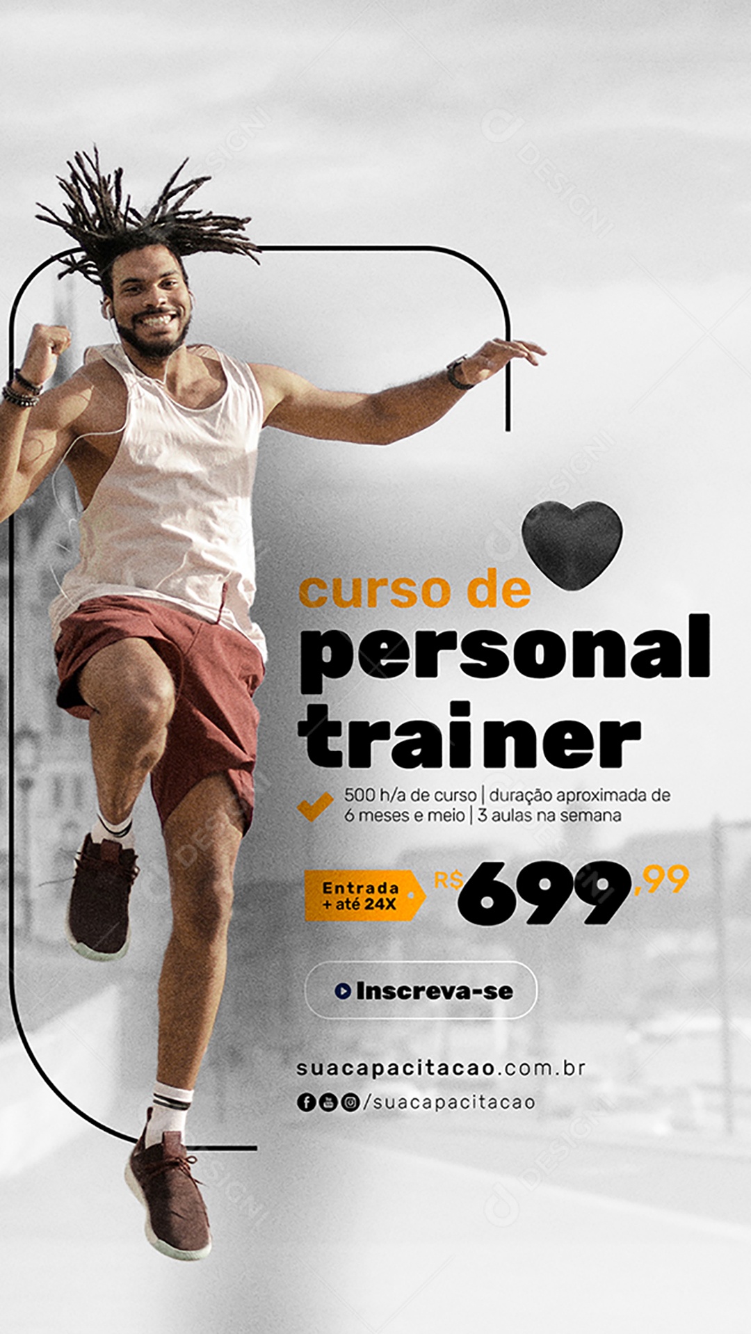 Story Curso de Personal Trainer Inscreve-se Cursos Profissionalizantes Social Media PSD Editável