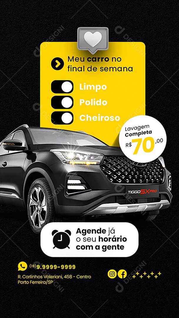 Story Meu Carro no Final de Semana Estética Automotiva Social Media PSD Editável