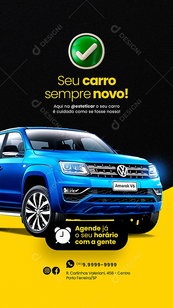 Story Seu Carro Sempre Novo Estética Automotiva Social Media PSD Editável
