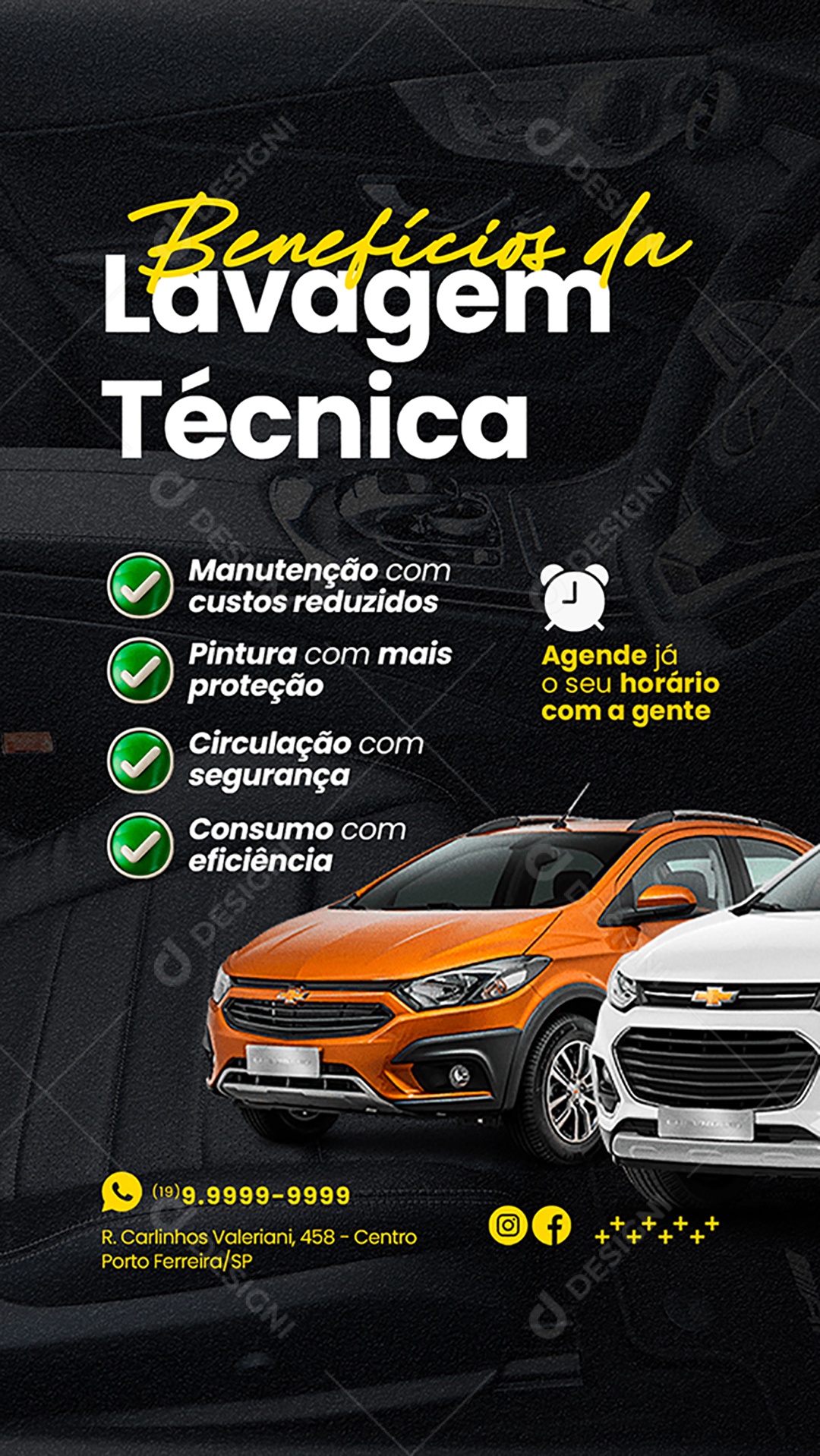 Story Benefícios da Lavagem Técnica Estética Automotiva Social Media PSD Editável