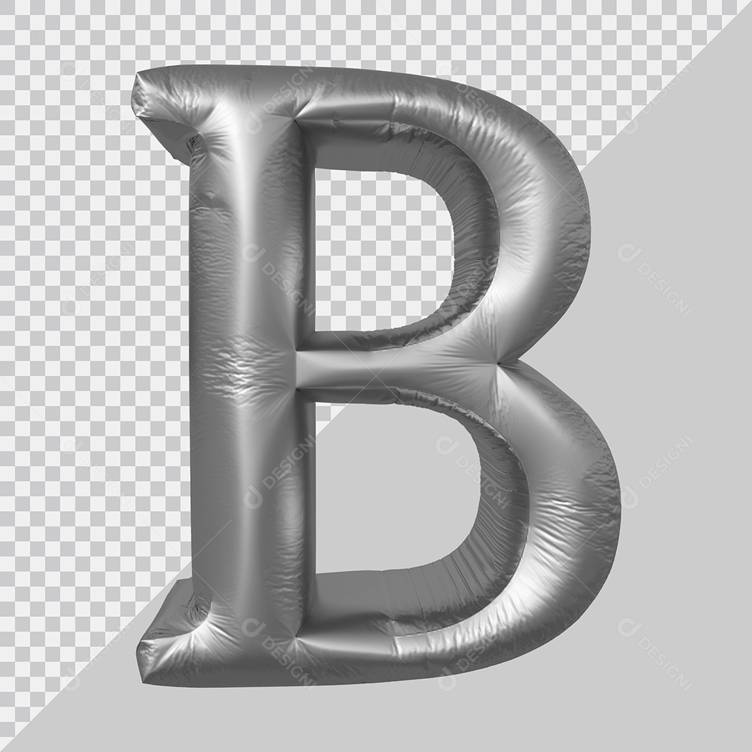 Elemento 3D Para Composição Letra B Prata PSD