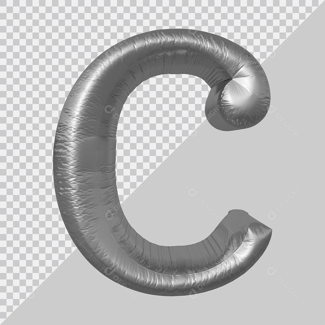 Elemento 3D Para Composição Letra C Prata PSD