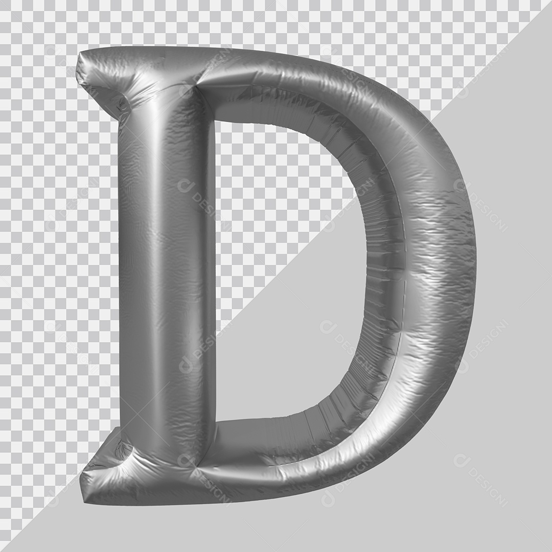 Elemento 3D Para Composição Letra D Prata PSD