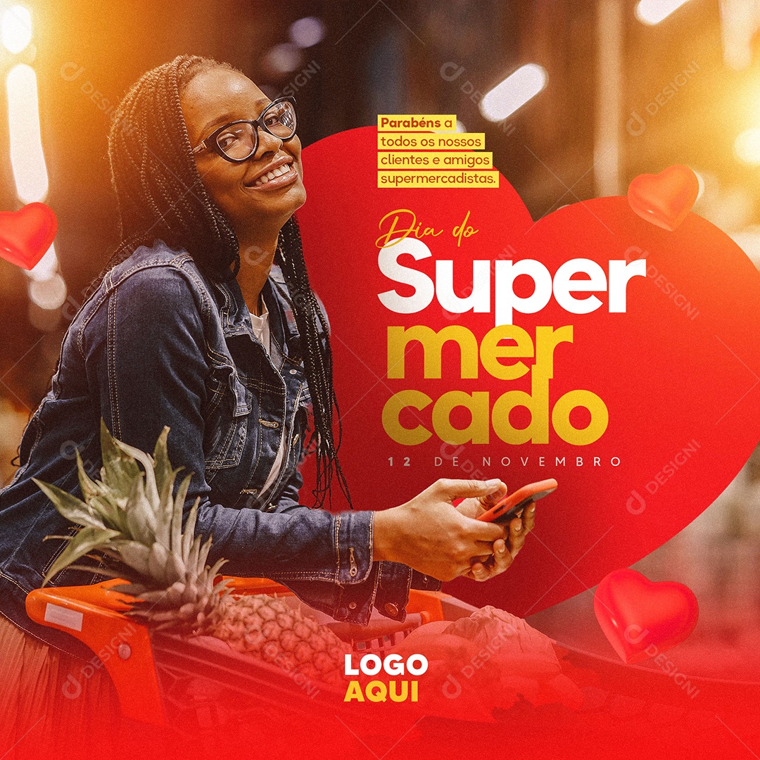 Parabéns Dia Do Supermercado 12 de Novembro Social Media PSD Editável