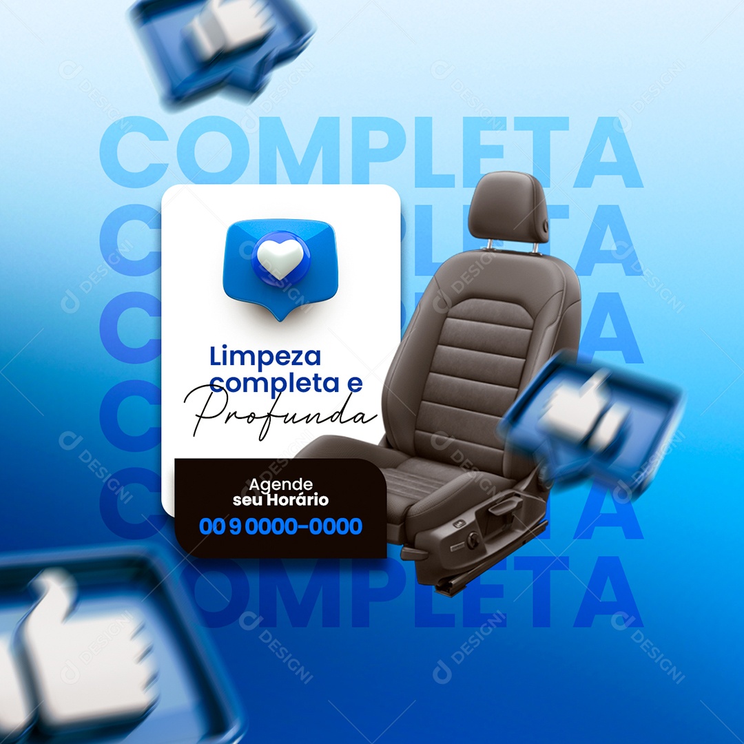 Limpeza Completa e Profunda Estética Veicular Social Media PSD Editável