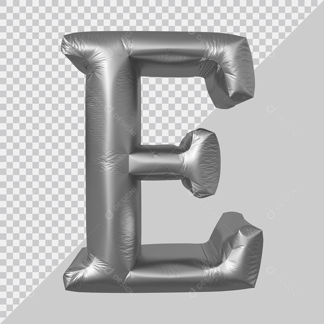 Elemento 3D Para Composição Letra E Prata PSD