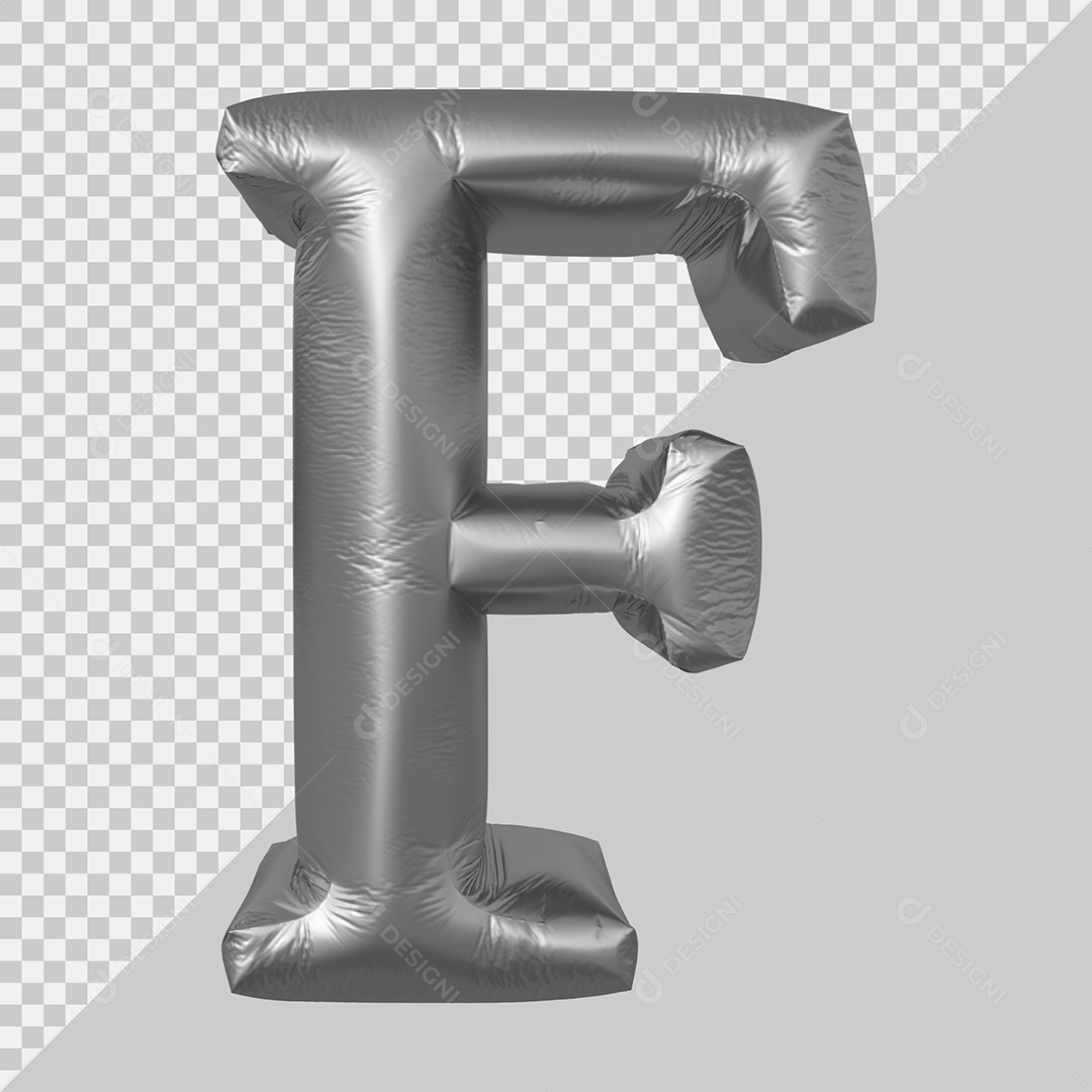 Elemento 3D Para Composição Letra F Prata PSD