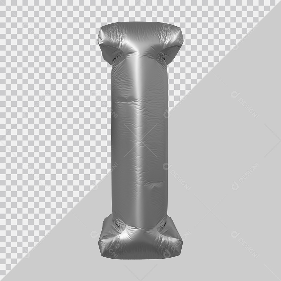 Elemento 3D Para Composição Letra I Prata PSD