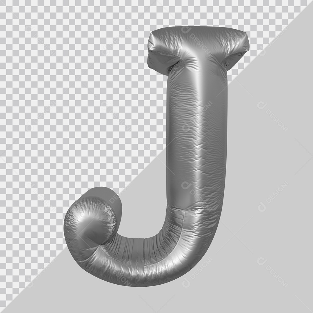 Elemento 3D Para Composição Letra J Prata PSD
