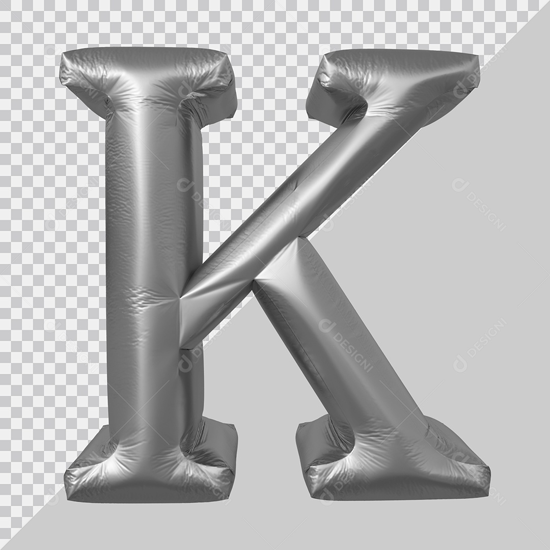 Elemento 3D Para Composição Letra K Prata PSD