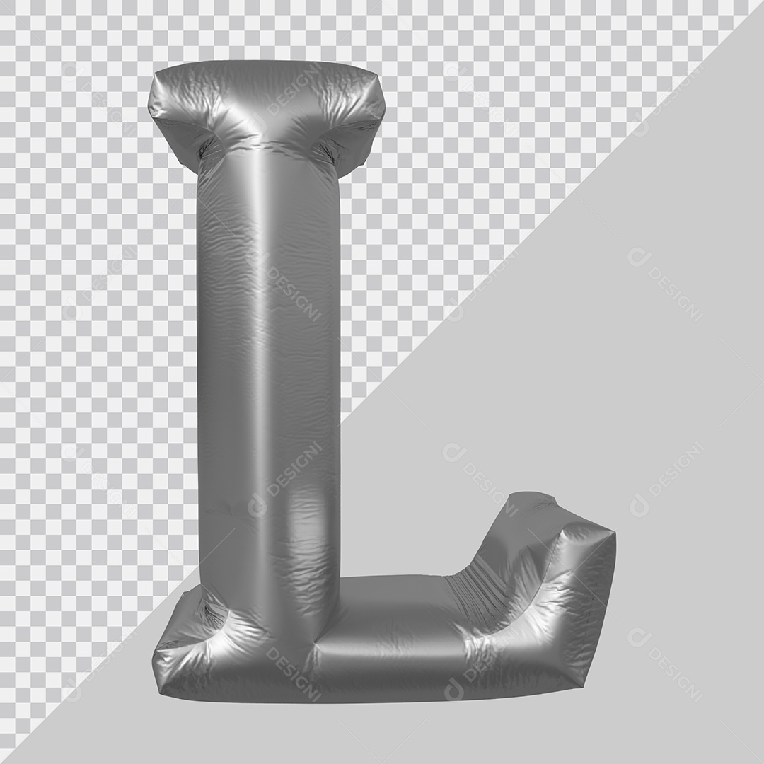 Elemento 3D Para Composição Letra L Prata PSD