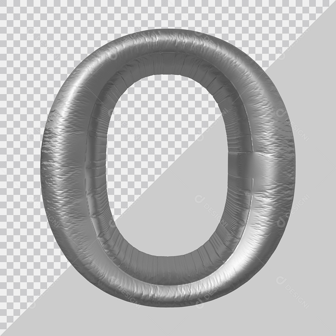 Elemento 3D Para Composição Letra O Prata PSD