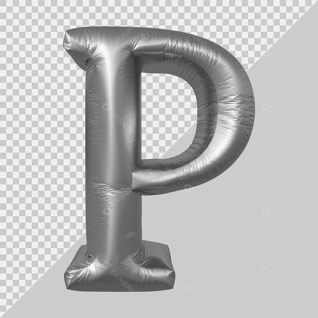 Elemento 3D Para Composição Letra P Prata PSD