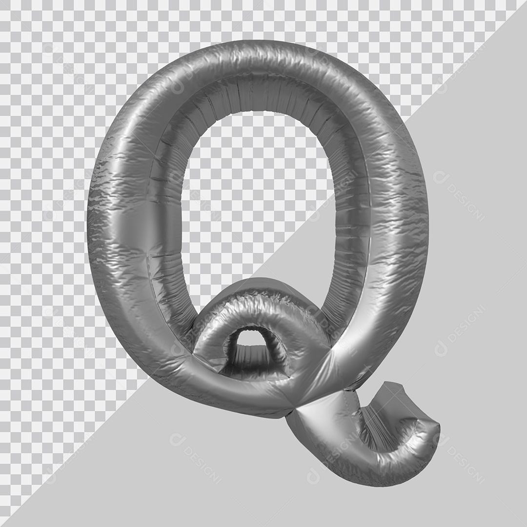 Elemento 3D Para Composição Letra Q Prata PSD