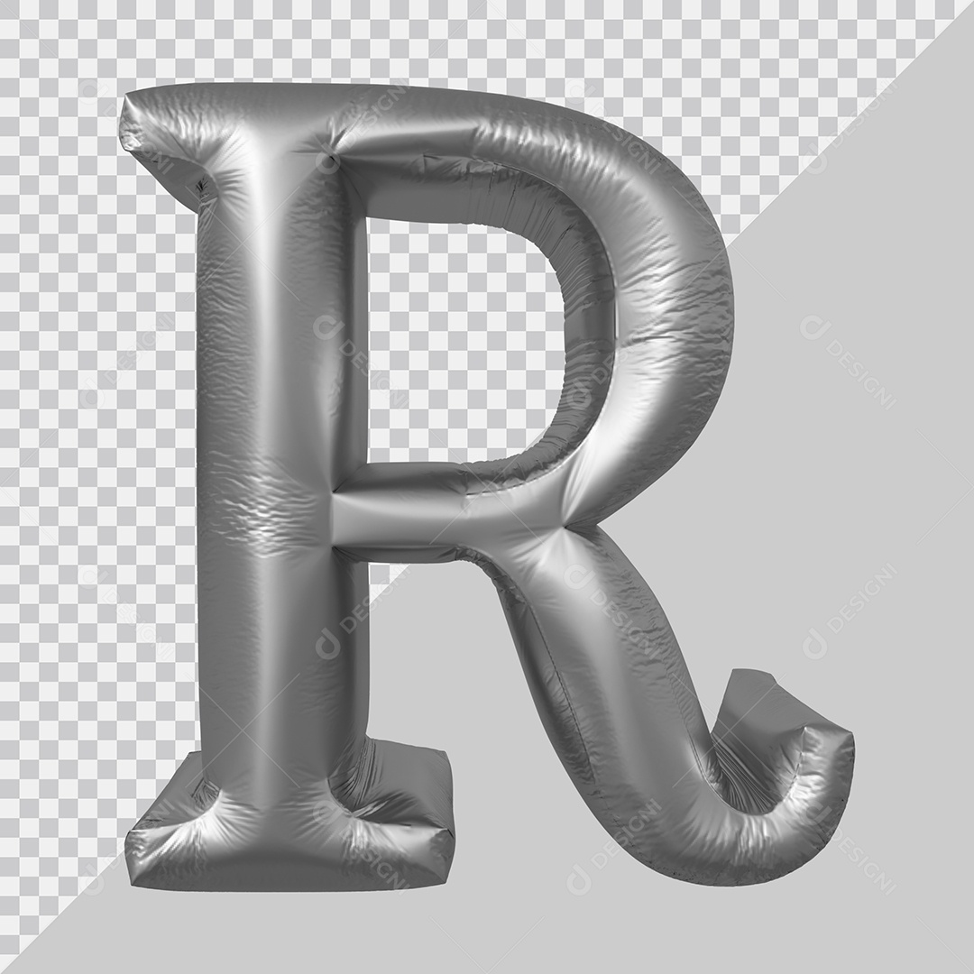 Elemento 3D Para Composição Letra R Prata PSD